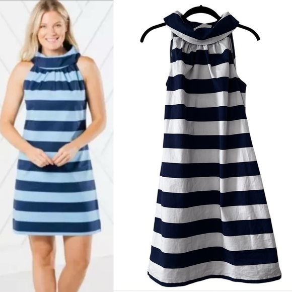 Sail to Sable Dresses & Skirts - NWT Tuckernuck Sail to Sable Cowl Neck Shift Dress in Navy and White Stripe XS